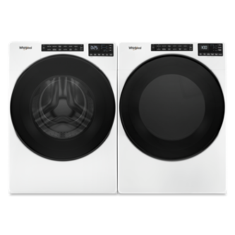 White Side-By-Side Front Load Laundry Pair with  27" Washer & Gas Dryer