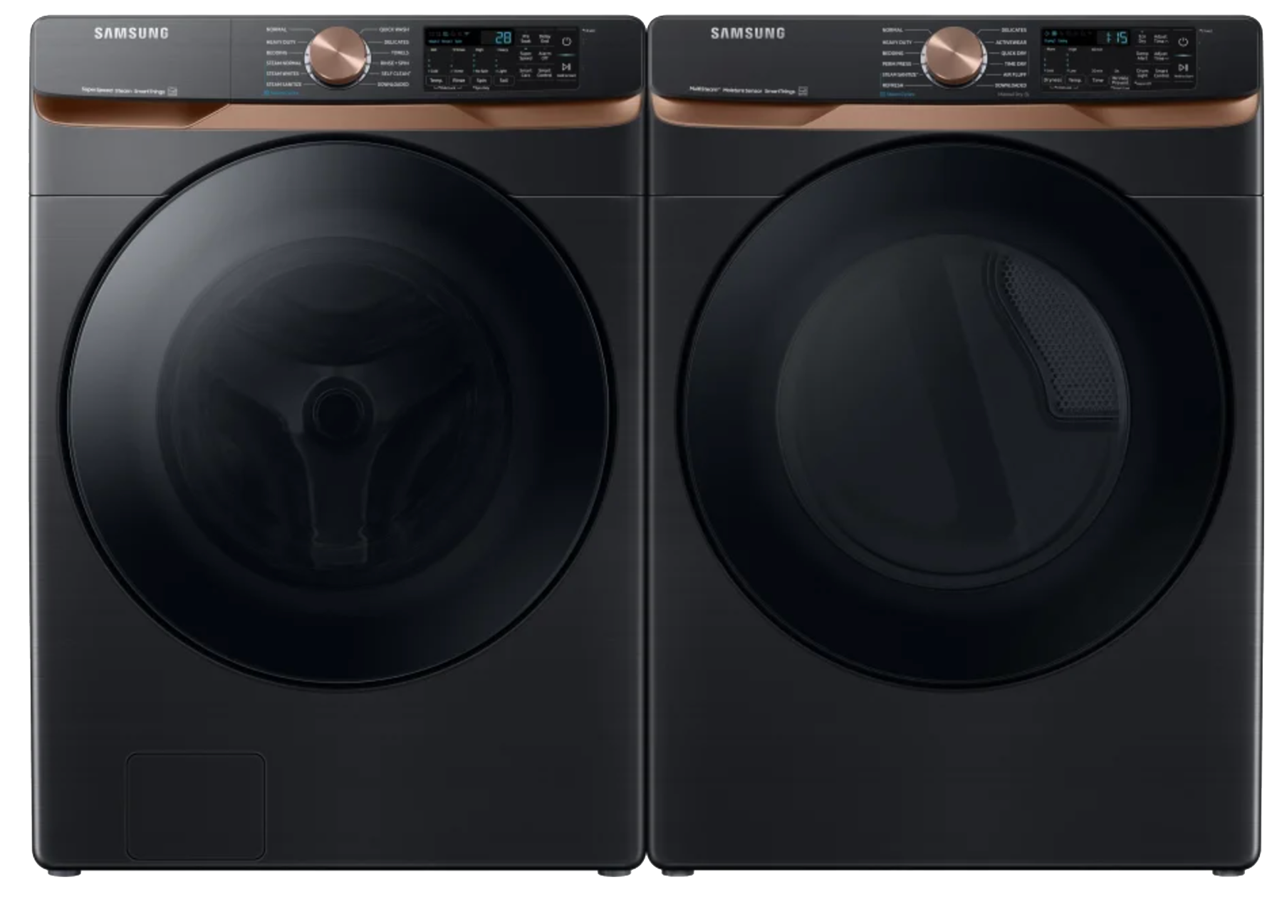 5.8 cu. ft. Front load washer and 7.5 cu. ft. Dryers with Steam Sanitize and ENERGY STAR Certified