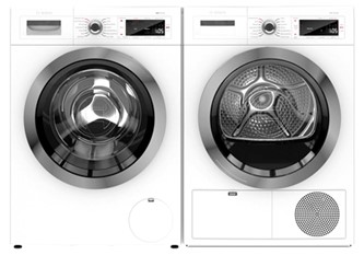 Smart Washer and Dryer Stackable Set in White