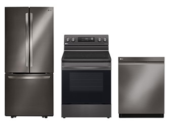 Kitchen Suite with 30 in. Black Stainless Steel 21.8 cu.ft 3-Door French Door Refrigerator