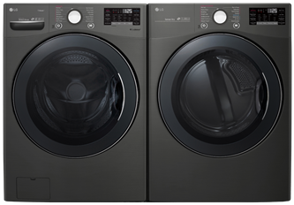 BLACK STAINLESS STEEL FRONT LOAD WASHER AND DRYER