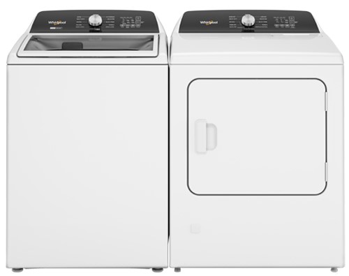 5.2 cu. ft. capacity top load washer & 7.0 cu. ft. capacity front load gas dryer white laundry pair