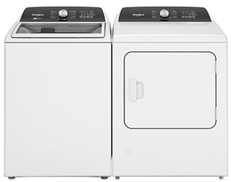 5.2 cu. ft. capacity top load washer & 7.0 cu. ft. capacity front load gas dryer white laundry pair