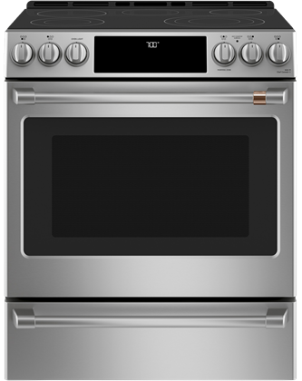 Café™ 30" Slide-In Front Control Radiant and Convection Range Stainless Steel
