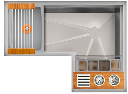 IDEAL CORNER WASHSTATION 4X3C WITH FOUR TOOL WASH