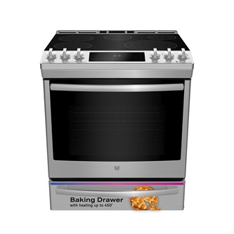 GE Profile 30" Slide-In Self-Clean Electric Range with WiFi Connect Stainless Steel - PCS940YMFS