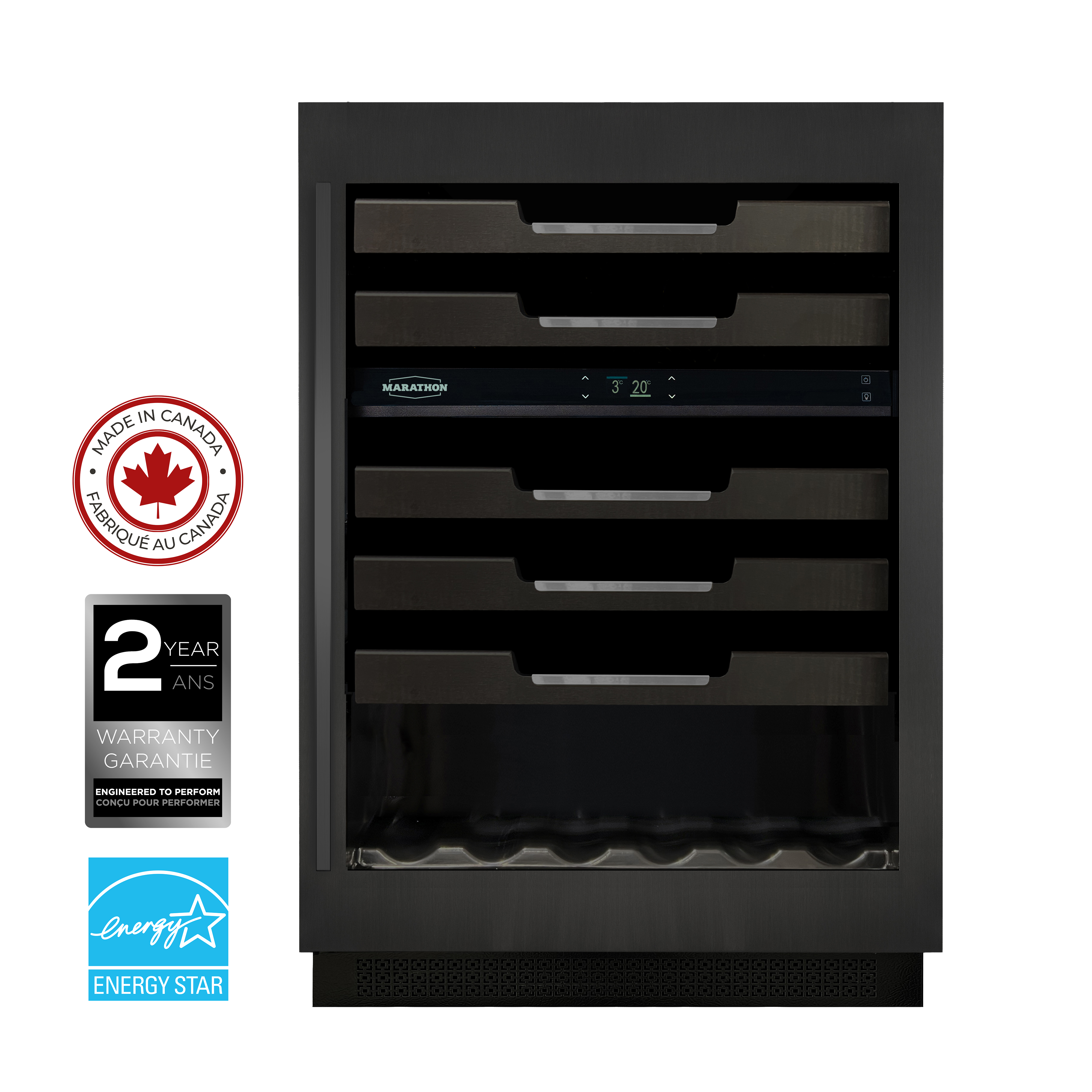 BUILT-IN BLACK STEEL DUAL ZONE WINE COOLER