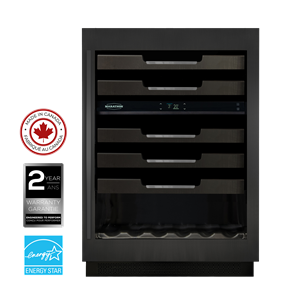 BUILT-IN BLACK STEEL DUAL ZONE WINE COOLER