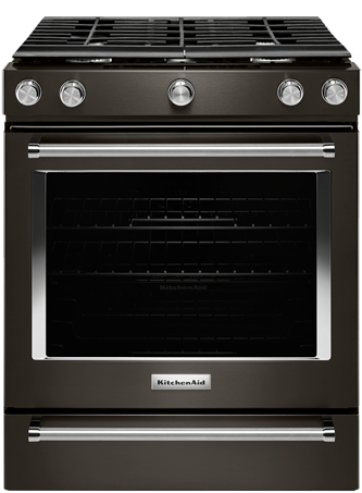 30-Inch 5-Burner Gas Slide-In Convection Range - Black Stainless