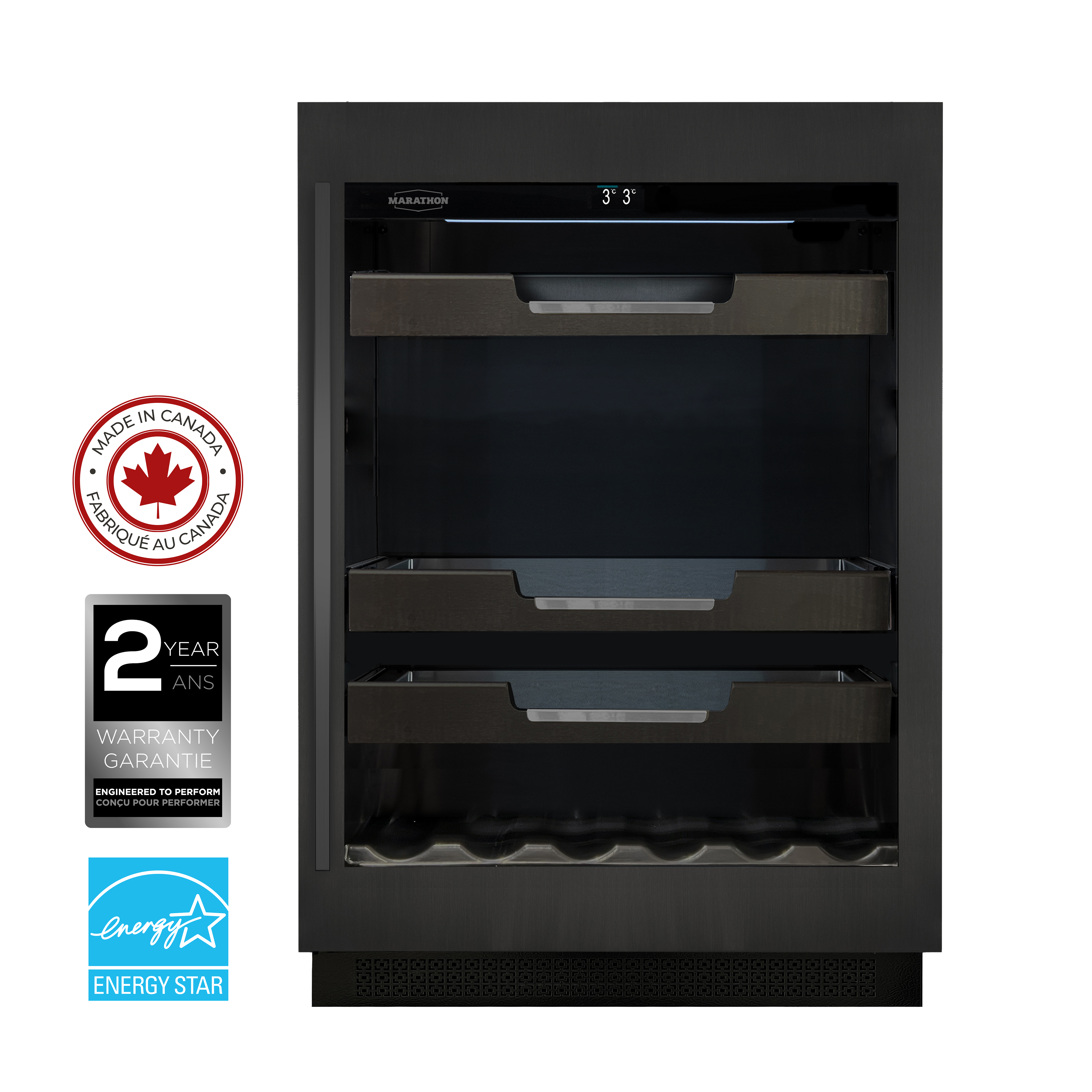 BUILT-IN BLACK STEEL SINGLE ZONE BEVERAGE COOLER