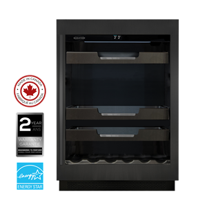 BUILT-IN BLACK STEEL SINGLE ZONE BEVERAGE COOLER