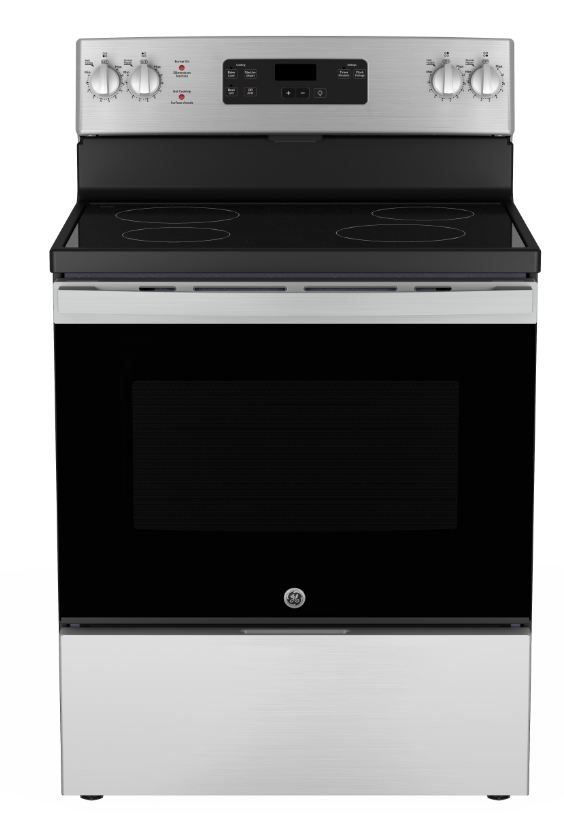 5.0 cu. Ft. Free Standing Electric Standard Clean Range, Hi - Lo Broil, Dual Bake Element, Storage Drawer.