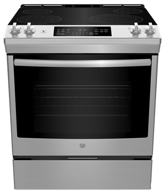 GE 30" Electric Slide-In Front Control Fan Convection Range with Storage Drawer Stainless Steel - JCS830SMSS