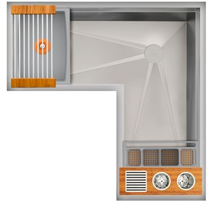 IDEAL CORNER WASHSTATION 4X3C WITH FOUR TOOL WASH