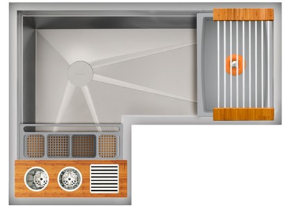 IDEAL CORNER WASHSTATION 3X4C WITH FOUR TOOL WASH